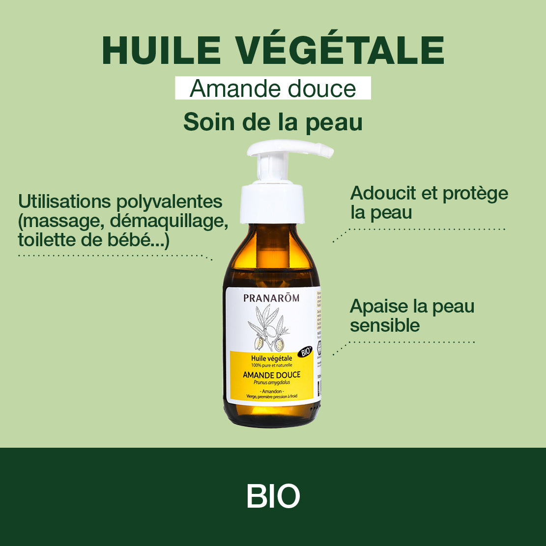 Huile Végétale d'Amande douce 100 ml - Bio